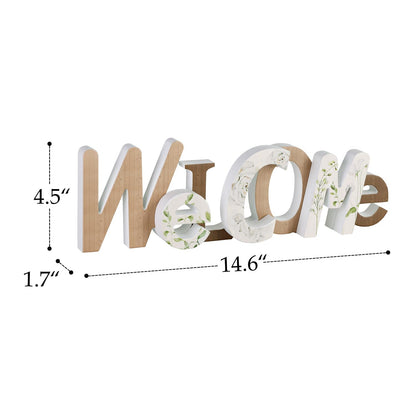 NIKKY HOME Wooden Welcome Sign, Table Signs Freestanding Words Sign Decorative Cutout Welcome Letters Sign for Home Entryway - Brown