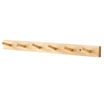 Wall Mounted Coat Rack 24 inches, Hickory Wood Wall Coat Hooks with 6 Hooks, Wooden Coat Hanger for Hanging Clothes Robes Towels Hats, Natural