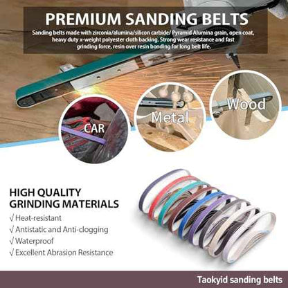 45Pcs 1/2" x 18" Sanding Belts for Belt Sander,5 Each of 80/120/240/400/600/800/1000/2500/5000 Grits,1/2 Inch x 18 Inch Sanding Belts Set for Air Belt Sander, Woodworking, Metal Polishing, Derusting