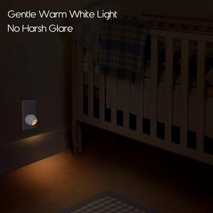 Emotionlite Plug-in Night Lights, Warm White LED Nightlight, 360° Rotation, Dusk to Dawn Sensor, Kids, Adult, Bedroom, Hallway, Bathroom,Kitchen, Stairways, Corridor, 4 Pack