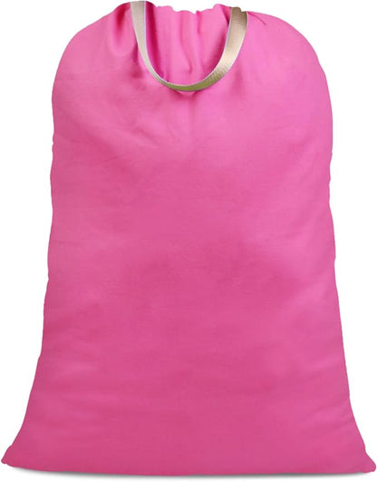 Cotton Canvas Laundry Bag with Handles & Drawstring Straps, Heavy Duty Extra