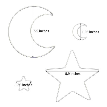 20 Pcs Moon Star Dream Catcher Metal Hoop Rings Circle Macrame for DIY Craft Dream Catcher Making Home Wall Hanging Projects Wreath Decoration
