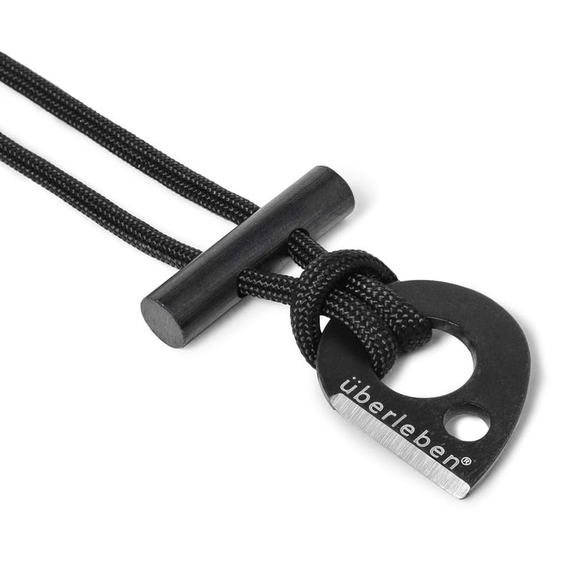 überleben Leicht Fire Starting Necklace - Survival Necklace - 5/16" Thick Ferro Rod Necklace & Fire Striker, 12,000 Strikes - Waterproof Flint and Steel Paracord Necklace, Firestarter Lanyard