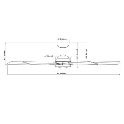 Rotary Indoor and Outdoor 5-Blade 65in Smart Home Ceiling Fan in Matte Black Soft Brass with 2700-3000-4000-5000K Selectable LED Light Kit and Remote Control works with iOS or Android WAC App