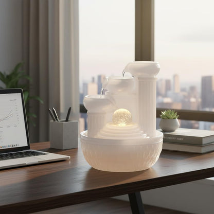 JUE ZHEN Tabletop Water Fountain - Desktop Humidifier Indoor Waterfall Fountain Home Decoration for Office, Living Room, or Bedroom