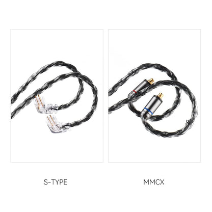 Linsoul QKZ Q1 MAX 16-Stand 352 Cores Silver-Plated HiFi Earphones Upgrade Cable with Interchangeable 2.5mm/3.5mm/4.4mm Plug Replacement Cable for Audiophile (Grey, MMCX)