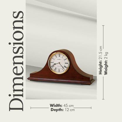 Howard Miller Christopher Mantel Clock – Hardwood Table Clock, Quartz Movement, Westminster Chime, Brass Bezel, Roman Numerals, Battery Powered