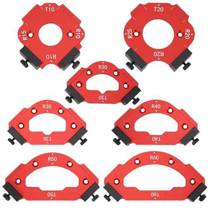 7PCS Router Corner Radius Templates Set Aluminium Alloy CNC Machined Multiple Radius Corner Router Guides for Woodworking R10 T10 R15 R20 T20 R25 R30 T30 R35 T35 R40 T40 R50 T50 R60 T60