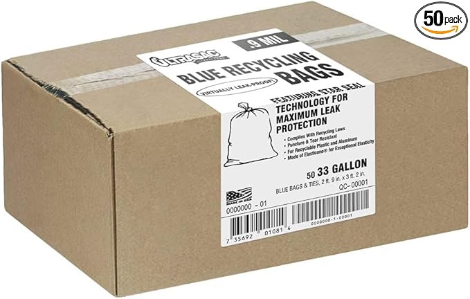 Ultrasac - Recycling Bag, 33 Gallon, .9 Mil, Translucent Blue