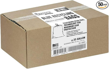 Ultrasac - Recycling Bag, 33 Gallon, .9 Mil, Translucent Blue