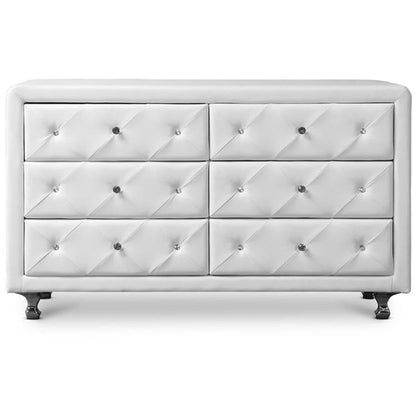 Baxton Studio Luminescence Wood Contemporary Upholstered Dresser, White