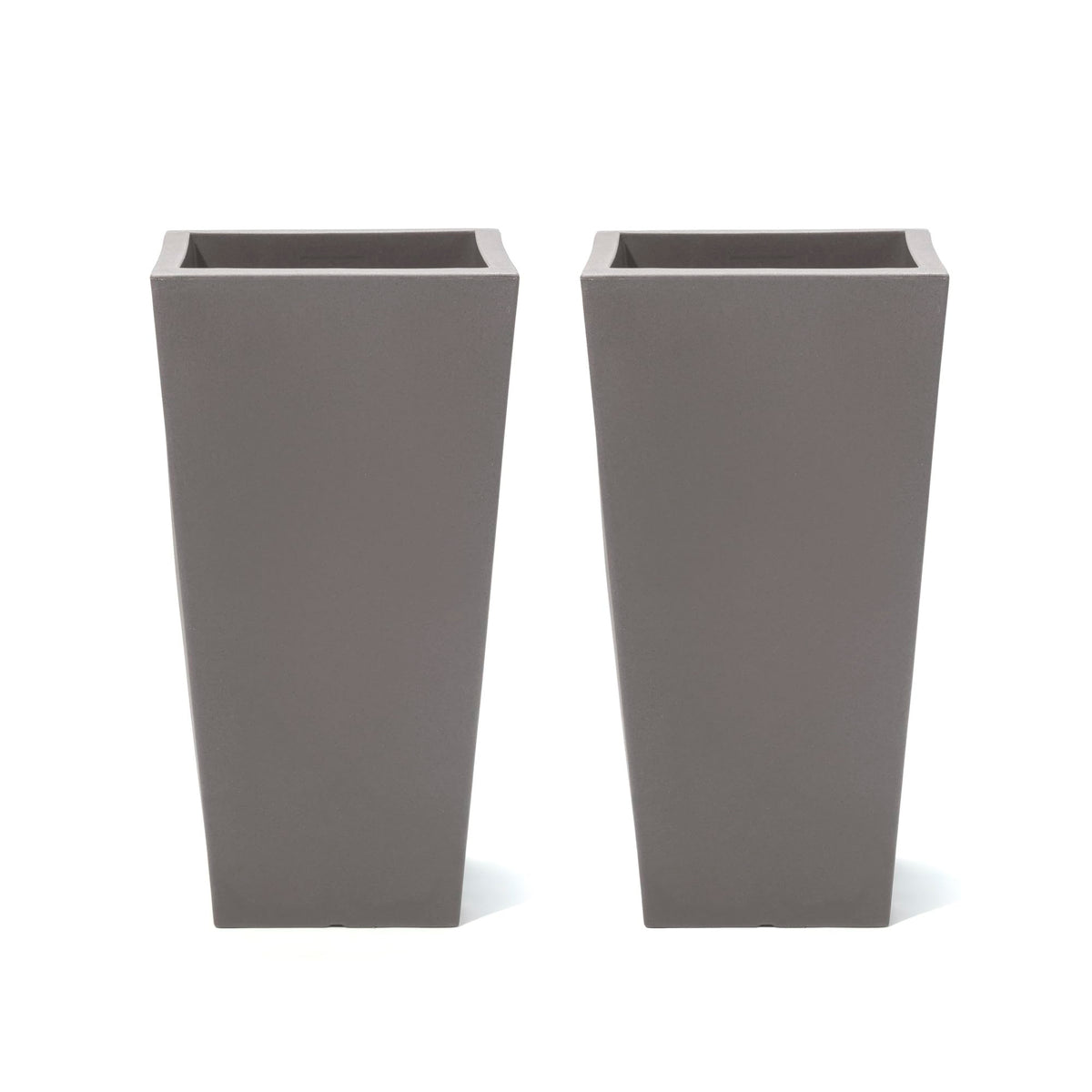 Step2 Tremont Tall Square Tapered Planter, 28" 2-Pack, Indoor/Outdoor Plants, Efficient Drainage, Durable Resin, Dark Cedar