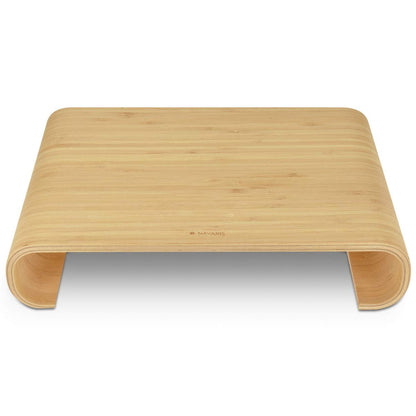 Navaris Wood Monitor Stand Riser - Computer Desk Organizer Desktop Dock Wooden Mount Display for PC TV Screen Notebook Laptop - Bamboo