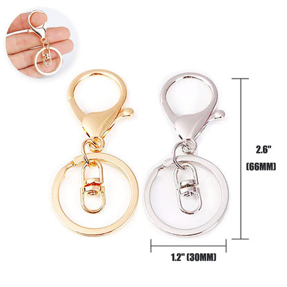 Lobster Claw Clasp Key Chain Rings Kit-20 PCS Clasps Lanyard Snap Hooks with Split Key Rings, Gold/Silver Keychain Clip Hooks Keychain Ring Carabiner Buckles for Leather Crafts DIY Project- 2 Color