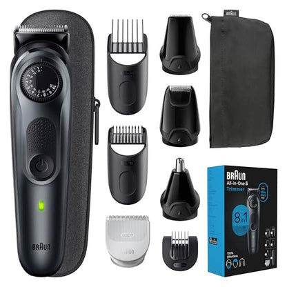 Braun All-in-One Style Kit Series 5 5470, 9-in-1 Trimmer for Men w/Beard Trimmer, Body Trimmer for Manscaping, Gillette Fusion5 ProGlide Razor, 40 Length Settings, Rechargeable Battery, Cordless