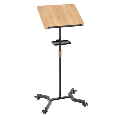 Lectern Podium Stand with Storage Platform, Height Adjustable Steady Standing Design Teacher Speaker Lecture Classroom Presentation Stand for Speech, Lecture, Church, Reading or Laptop Desk