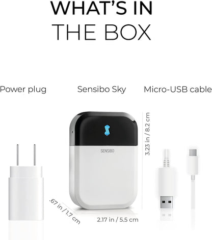 Sensibo Sky, Smart Wireless Air Conditioner Controller. Quick & Easy DIY Installation. Maintains Comfort with Energy Efficient. Automatic Wifi Thermostat Control App. Google, Alexa and Siri Compatible