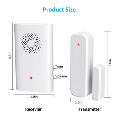 Wireless Door Chime, Door Open Sensor Alarm When Entry Business/Office/Store (500ft Range 51 Ringer Adjustable Volume) Home Alert Bell for Kid/Toddler Safety,1 Receiver +4 Sensors
