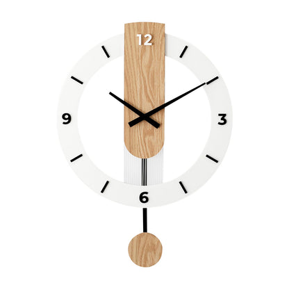 Ergocar Wooden Swing Clock, The Mute Wooden Roman Numeric Hanging Clock, Suitable for Decorative Living Room, Kitchen, Bedroom, Office