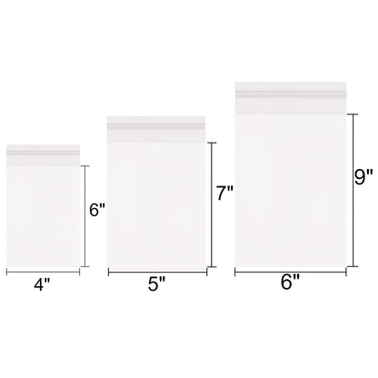 800 PCS Clear Re-sealable Cello/Cellophane Bags 3 Sizes with 4×6, 5×7, 6×9 Inch Good for Bakery, Snacks, Candle, Soap, Cookie, Jewelry, Cards