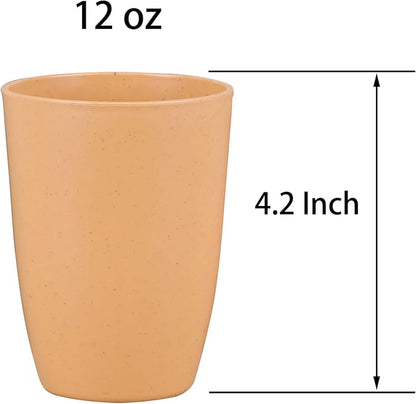 Wheat Straw Reusable Cup (12 oz) - Unbreakable Drinking Glasses Sets - Dishwasher Safe Tumbler - Lightweight, BPA Free and Eco friendly (4 Color)
