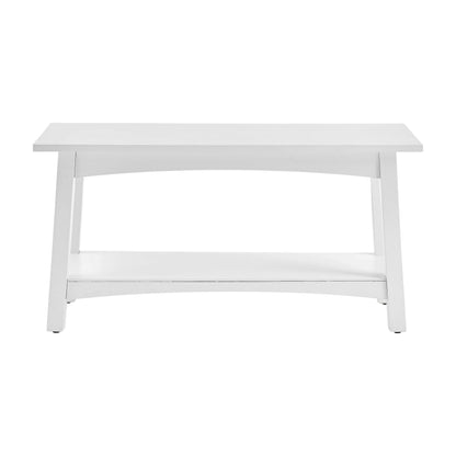Craftsbury 36-Inch Solid Wood Entryway Bench with Storage Shelf – Easy Assembly Small Seating Bench for Hallway, Living Room, or Foyer by Alaterre Furniture (White)
