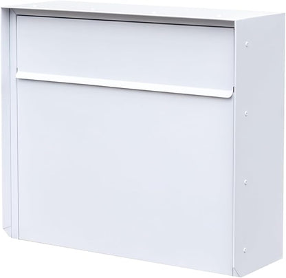 Wall Mount Mailbox for House Outside, Anti-Theft Locking Mailbox, Weatherproof Mailboxes 13.5" H x 15" L x 5.5" D, White