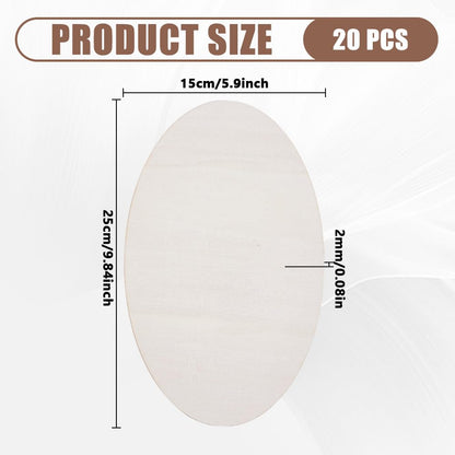 DELORIGIN 20pcs Wooden Oval Cutout 9.8 x 5.9 Inch Unfinished Wooden Blank Slices Crafts Natural Wood Circles DIY Plank Cutout Craft Supplies for Artist Painting Door Hanger Sign Wedding Decor