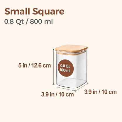 ComSaf 0.8 Qt Glass Food Storage Jars Set of 6, Pantry Organization Jar