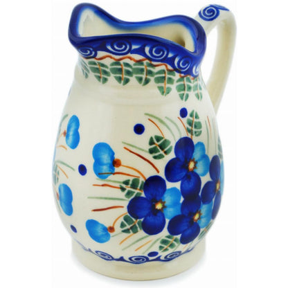Polmedia Polish Pottery Mug 11 oz - Pansy Morning Pattern Handmade in Boleslawiec Poland by Ceramika Bona + Certificate of Authenticity