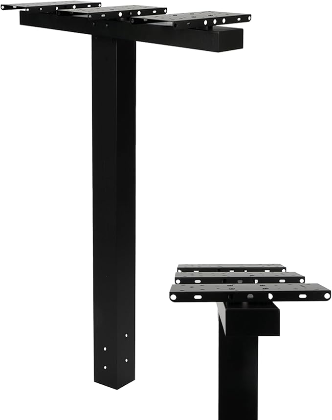 Ilyapa Triple Modern Mailbox Posts for Outside - 43x4x4 inch Black Metal Post Cover for Triple or Double Mailboxes, with Universal Mounting Bracket Plate, Fits Mailboxes up to 12in. Wide
