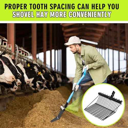 Tandefio 2 Pack Pitchfork Replacement Head Metal Horse Manure Rake Gardening Pitch Fork with Angled Tines for Horse Stall Poop Picking up(Black)
