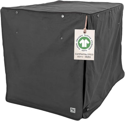 Molly Mutt I'm a Realist Dog Crate Cover, 100% Cotton Canvas Cover with 2 Roll-Up Panels, Ideal for Dog or Cat Crate, Durable, Washable, and Free of Harmful Chemicals, 36" x 24" x 27"