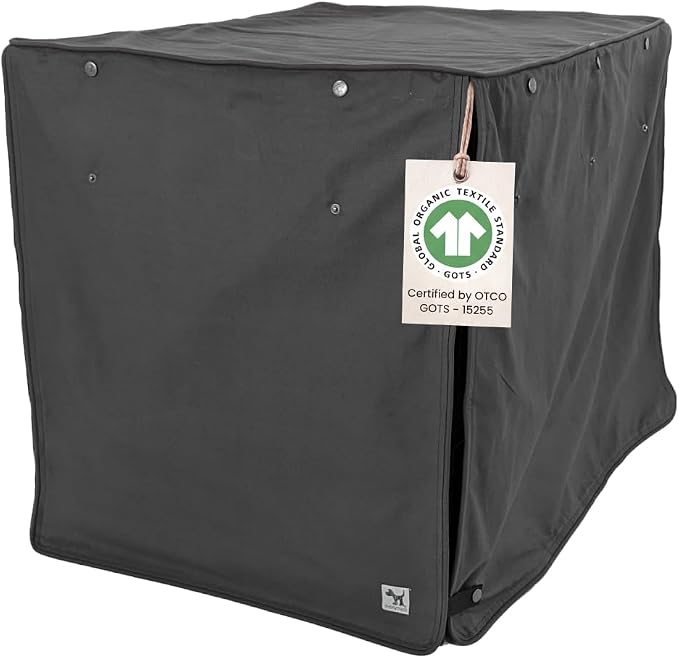 Molly Mutt I'm a Realist Dog Crate Cover, 100% Cotton Canvas Cover with 2 Roll-Up Panels, Ideal for Dog or Cat Crate, Durable, Washable, and Free of Harmful Chemicals, 48" x 30" x 33"