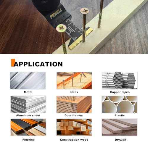 FEWELL 20PCS Titanium Oscillating Saw Blades, Universal Multitool Blades for Hard Materials, Metal, Wood, Plastic, Nails Fits Most Tools