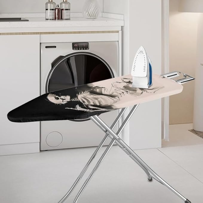 Black White Skull Ironing Board Cover 54x15 inches, Gothic Rock Skull
