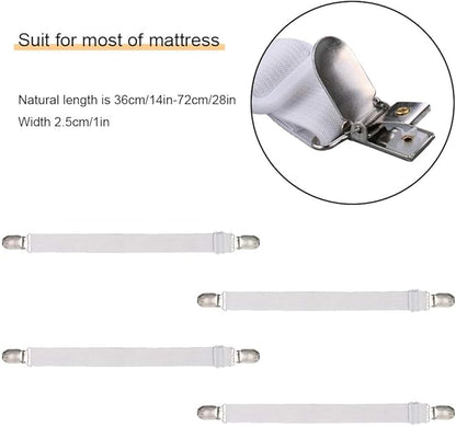 4Pcs Adjustable Bed Sheet Straps Clips, Elastic Mattress Sheet Fasteners Holder