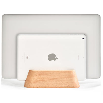ACODE Wood Vertical Laptop Stand, Laptop Holder for Desk Compatible with MacBook Pro Air Surfaces,Laptops Storage Rack Slot Thickness 0.59" to 0.71"，Vertical Laptop Stand 2 Slots for max 2 Devices