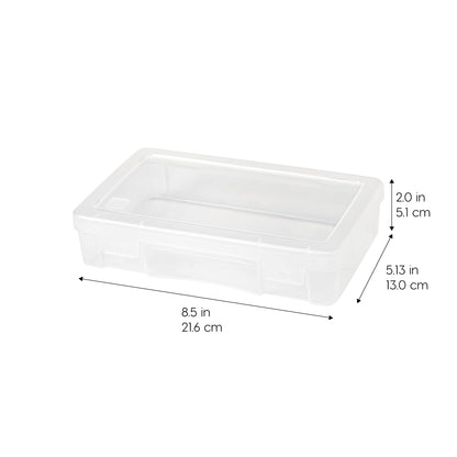 IRIS USA Pencil Case Boxes, 6-Pack, |Made in USA|, Plastic Bead Organizing Containers with Snap Lid for Arts, Crafts, Ephemera, Stickers, & Dance Cheer, Clear - Medium