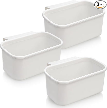 DEAYOU 3 Pack Hanging Cup Holders, Utility Rolling Cart Accessories, Hanging Storage Basket, Pencil Holder Makeup Organizers for Art Craft Supplies, Home, Kitchen, Office, White, 10.2''x5.5''x4.7''