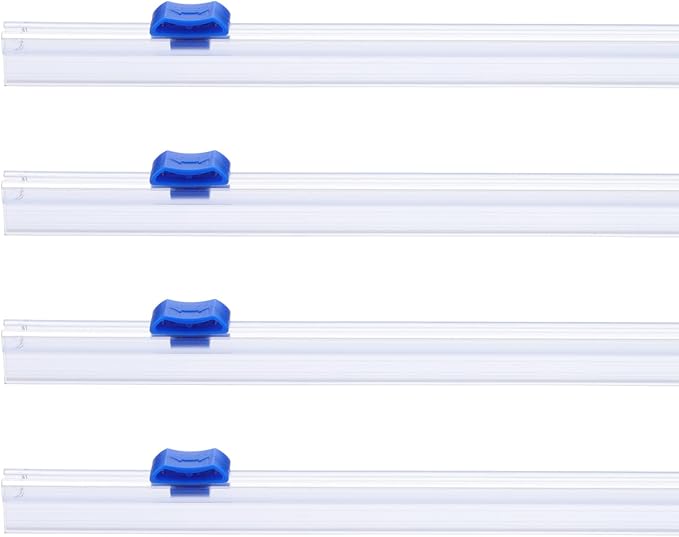 PATIKIL 4pcs Plastic Wrap Cutter, 19in Plastic Wrap Slide Cutter Snap Card Slot Installation Replacement for Aluminum Foil Wax Paper Parchment Paper Wrap Dispenser, Blue