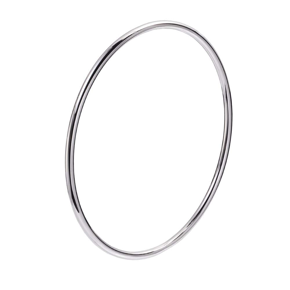 LinnaLove Fashion Shiny Thin Round Stainless Steel Bangle Bracelets for Women (1/3/5/8 Set)-Large-Silver-1 Set
