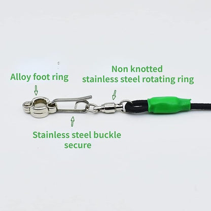 Bird Foot Chain with Flying Latex Elastic Training Rope Outdoor Parrot Ankle Foot Ring Accessories Bird Harness Leash Prevent Escaping (Model4-With 157.5inch Leash)