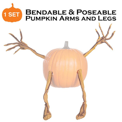 Plow & Hearth Set of 4 Bendable Pumpkin Arms and Legs | Twisting Vines for Halloween Pumpkin Carving DIY Crafts for Kids | Includes 2 arms and 2 Legs | Outdoor & Indoor Halloween Decorations