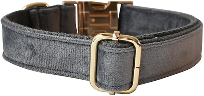 Love Dream Velvet Dog Collar and Leash Set, Soft & Comfy Adjustable Dog Leash and Collar with Heavy Duty Metal Buckle for Small Medium Large Dogs Training & Walking (XLarge, Dark Grey)