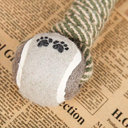 Dog Rope Chew Toy with Tennis Balls – Durable Dental Tug Toy for Puppies & Small to Large Dogs