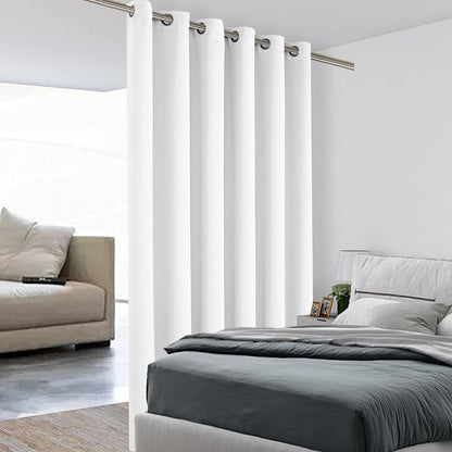 BONZER Room Divider Curtain Screen Partitions Light Reducing Wall Wide Blackout Curtains for Shared Room, 96L x 70W Inch (8L x 5.8W ft), 1 Panel, Greyish White