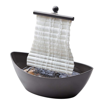 Homedics White Waters Relaxation Indoor Tabletop Fountain, Ambient LED Lighting and Natural Waterfall Sounds for Home, Office, Bedroom, Desktop, Spa and Décor, 6.10”x4.25”x10”