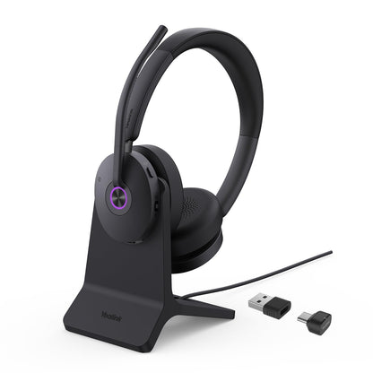 Yealink BH74 with Stand ANC Wireless Headset with Microphone for PC, Bluetooth Headset Noise Cancelling with 6 AI Mic, 32H Talk Time & Mute Button, Microsoft Teams Premium Open Office Certified UC