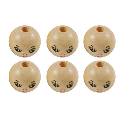 Healifty 100Pcs 14Mm Wooden Face Beads Natural Smooth Round DIY Craft Accessories for Jewelry Making and Creative Kids Projects